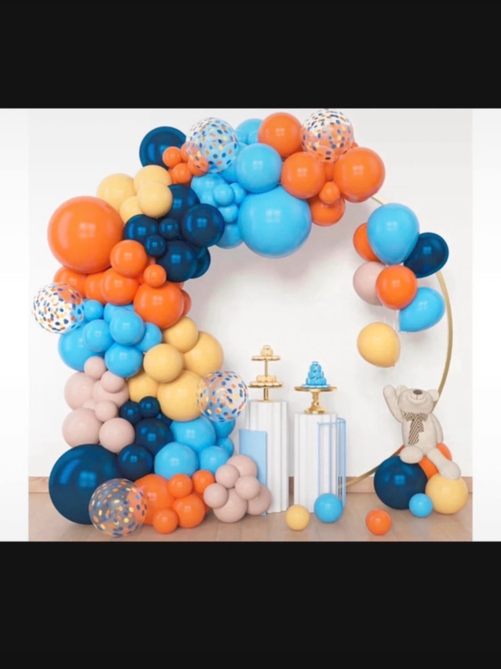 Amazon Blue, Orange, Yellow & Cream Balloon Garland Arch